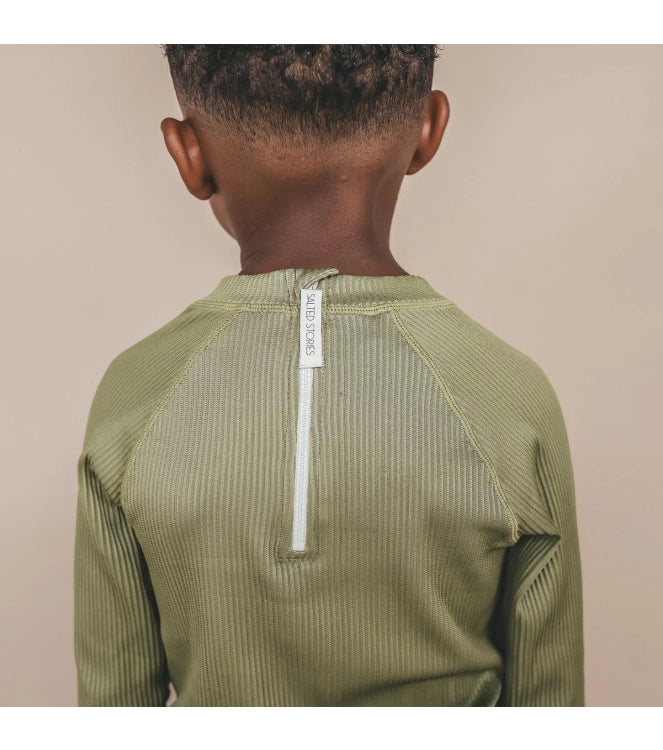 Salted Stories - Solid Rib UV-werend zwemshirt - Iguana