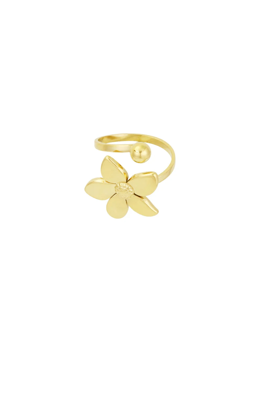 Ring van stainless steel goud - Flower dot