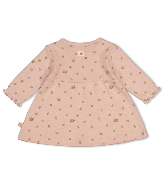Feetje Jurk rib AOP - Fall in Love Roze melange