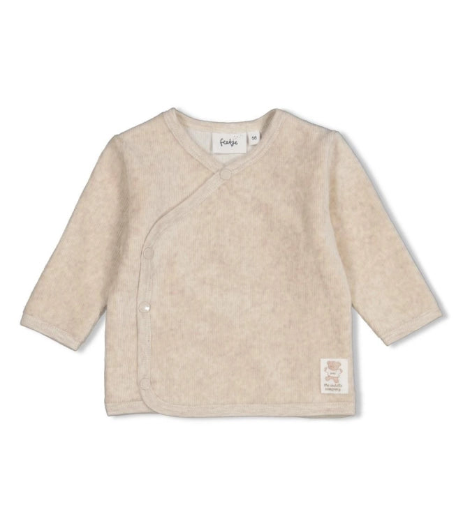 Feetje Overslagshirt velours rib - The Cuddle Company taupe melange