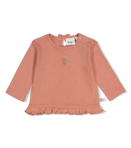 Feetje Longsleeve rib - Fall in Love Roze