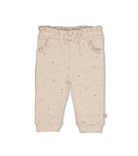 Feetje Broek AOP - My Little Love Taupe melange - hartjes
