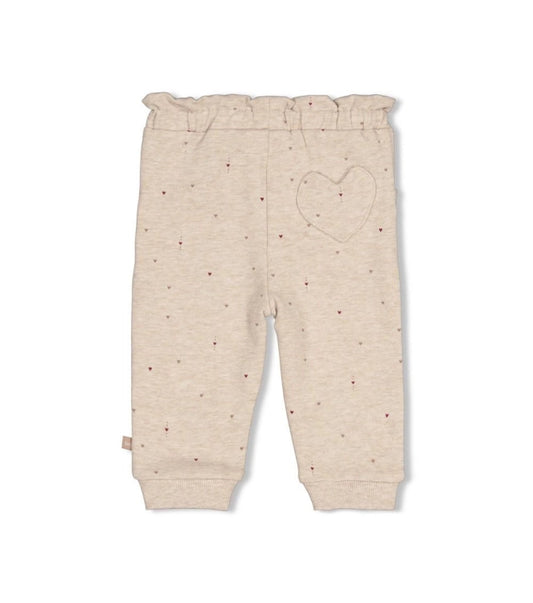 Feetje Broek AOP - My Little Love Taupe melange - hartjes