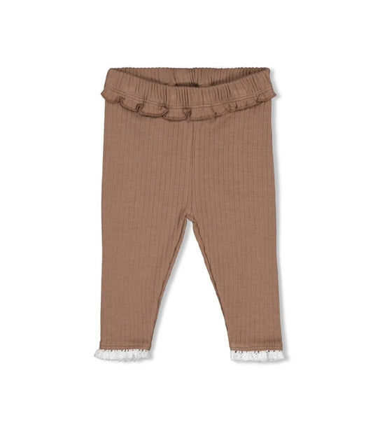 Feetje legging rib My Little Love Taupe met ruches