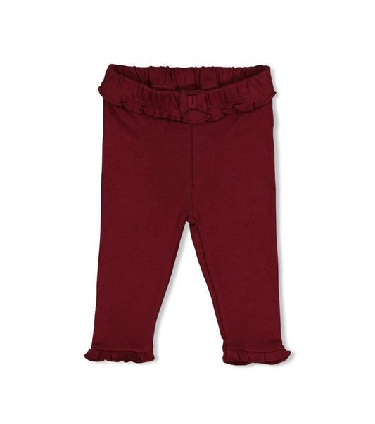 Feetje legging rib My Little Love Bordeaux met ruches