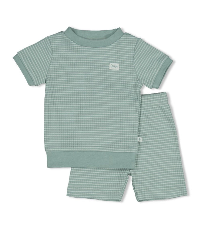 Feetje Shortama wafel - Summer Special Zeegroen