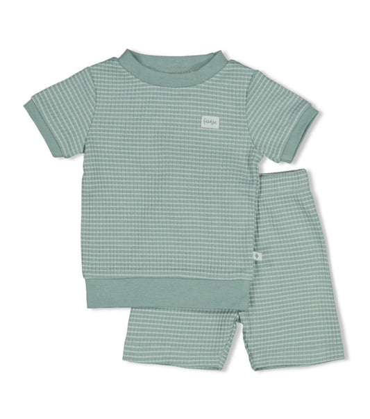 Feetje Shortama wafel - Summer Special Zeegroen