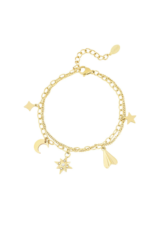 Armband stainless steel goud - Bedels Sky