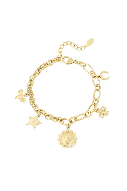 Armband stainless steel goud - bedels
