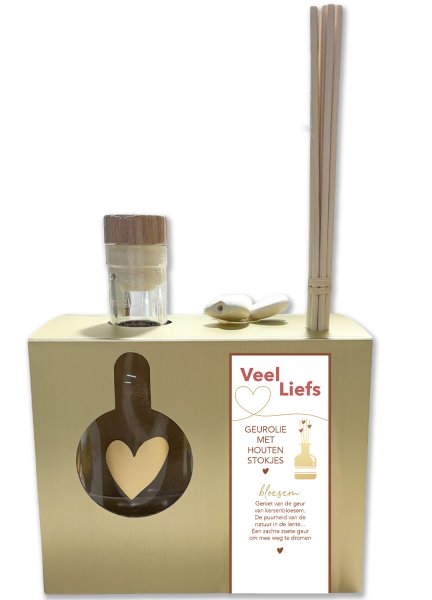 Geurstokjes "Veel liefs" Gold