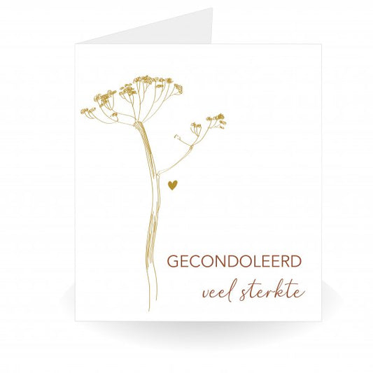 Gecondoleerd Veel Sterkte Kaart – Dubbele Condoleancekaart met Gouden Envelop
