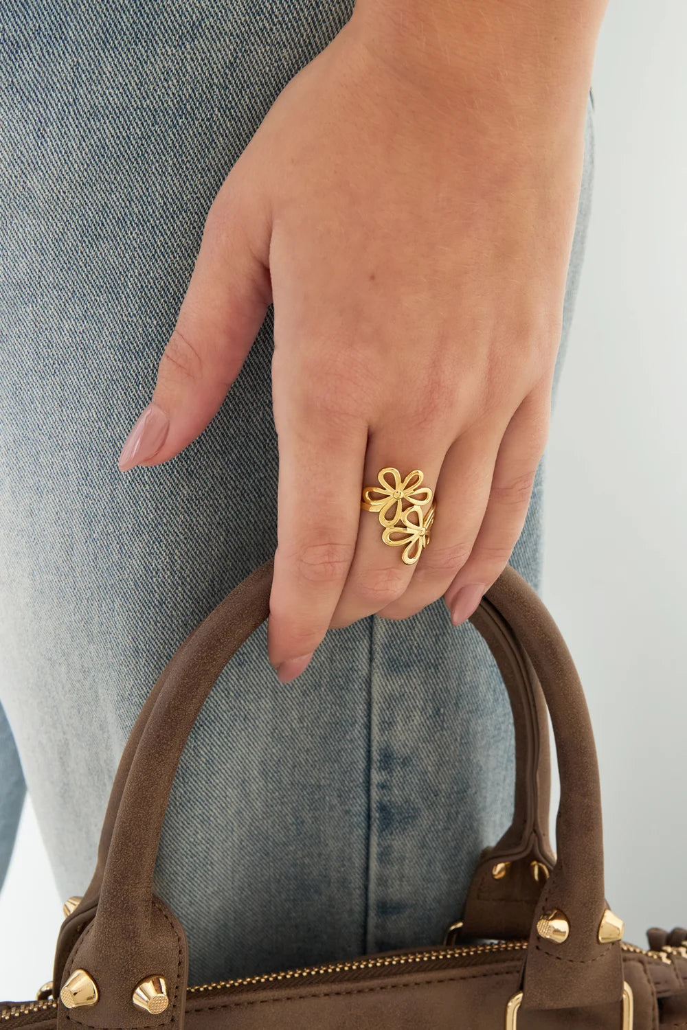 Ring stainless steel goud - Flower