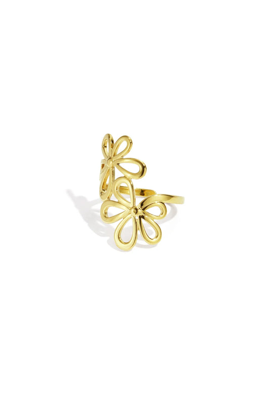Ring stainless steel goud - Flower