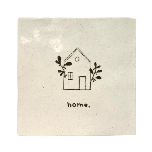Tegeltje gegraveerd "Home" wit