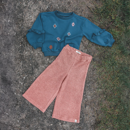 Your Wishes - French Knit | Sleeve Ruffle Sweater | Blue Wing Tale