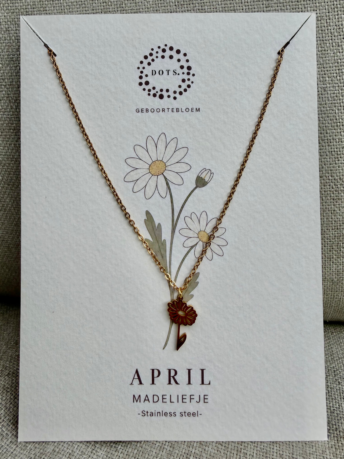 Geboortebloem ketting April – Madeliefje | Goud of zilver - Stainless steel