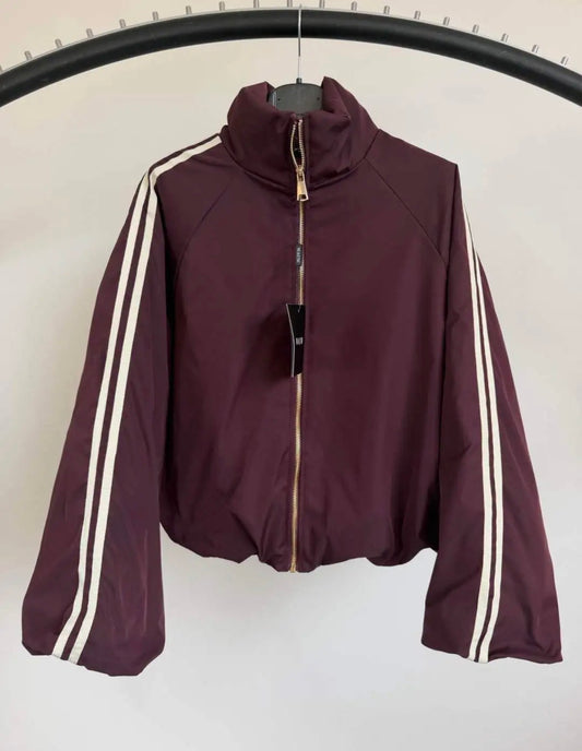 Wauw Fashion gevoerd jasje bordeaux met witte streep
