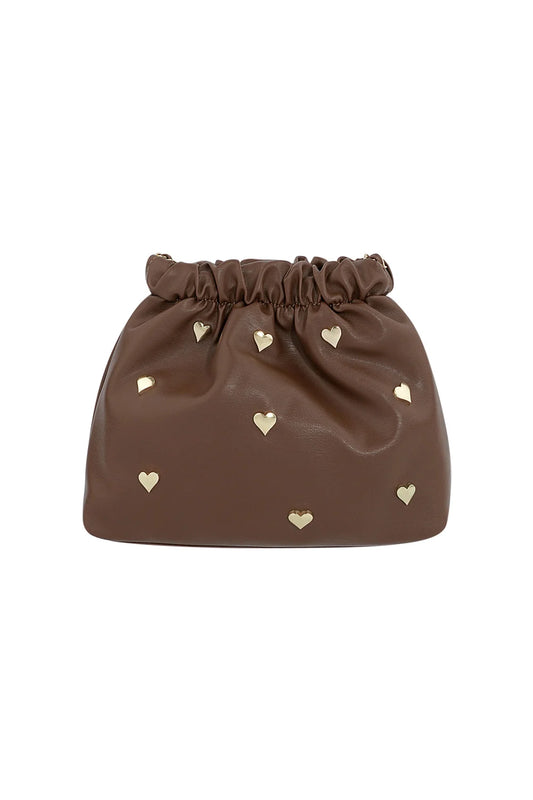 Tas Adore You - hartjes goud - BRUIN