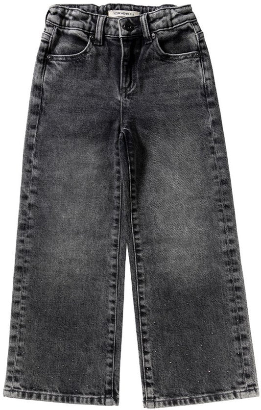 Your Wishes Stretch Denim | Wide Leg Glitter Jeans | Acid Grey
