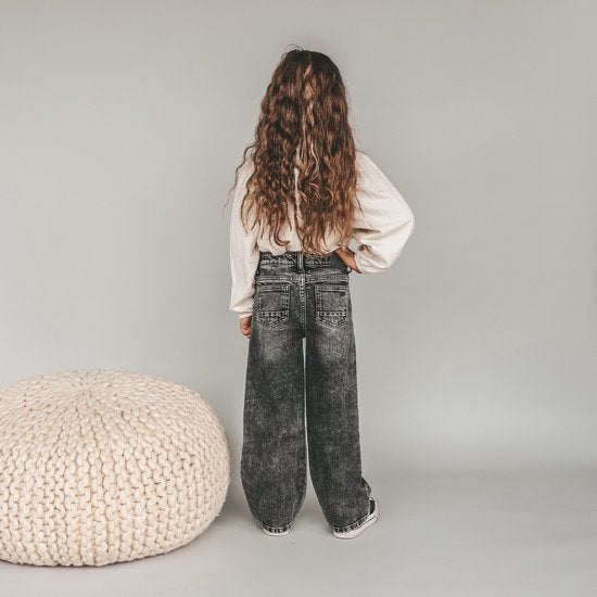 Your Wishes Stretch Denim | Wide Leg Glitter Jeans | Acid Grey