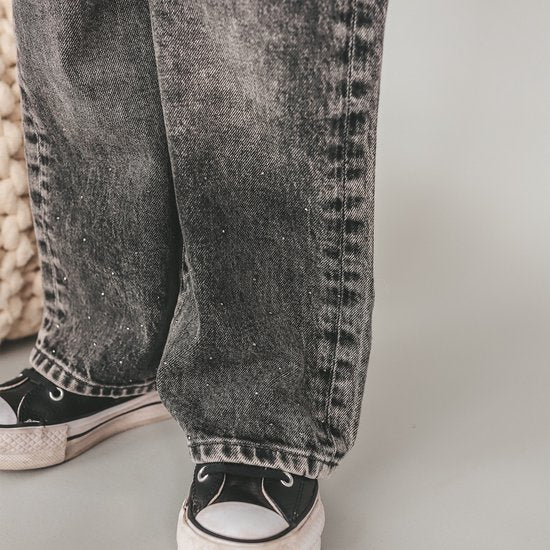 Your Wishes Stretch Denim | Wide Leg Glitter Jeans | Acid Grey