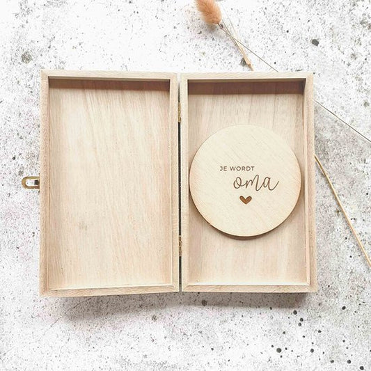 Je wordt Oma – Houten kistje met houten cirkel