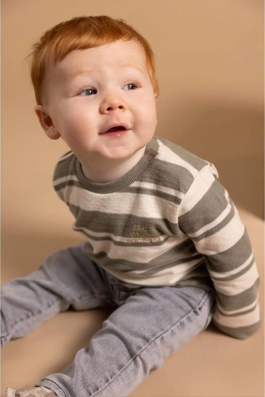 Noppies Baby Longsleeve - Vetiver - strepen groen