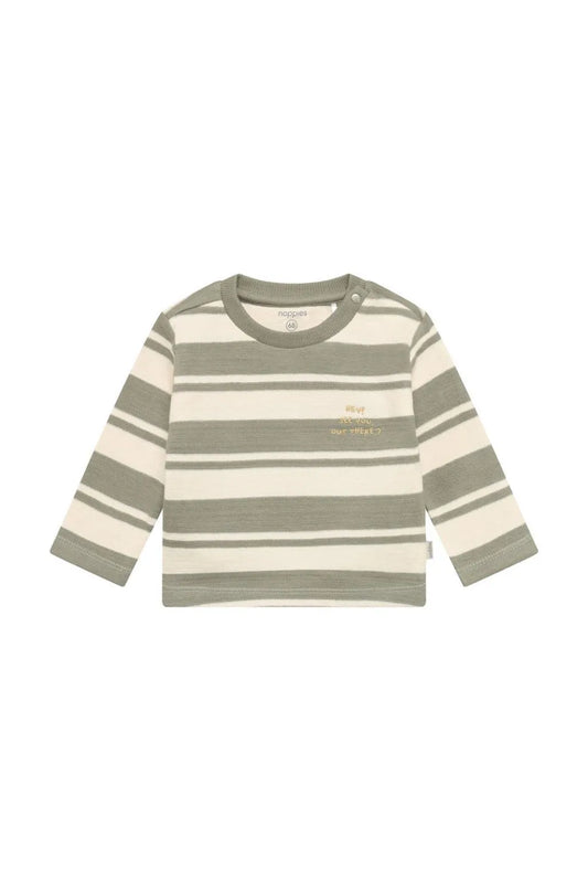 Noppies Baby Longsleeve - Vetiver - strepen groen