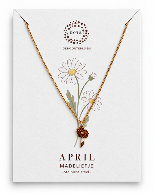 Geboortebloem ketting April – Madeliefje | Goud of zilver - Stainless steel