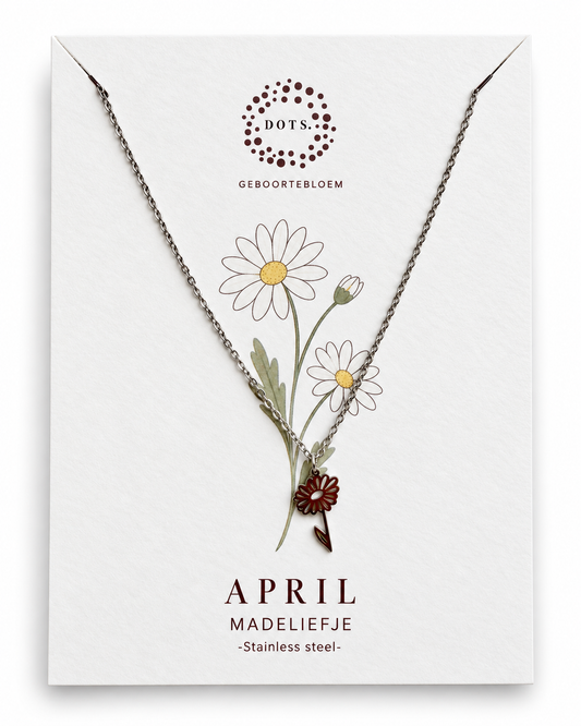 Geboortebloem ketting April – Madeliefje | Goud of zilver - Stainless steel