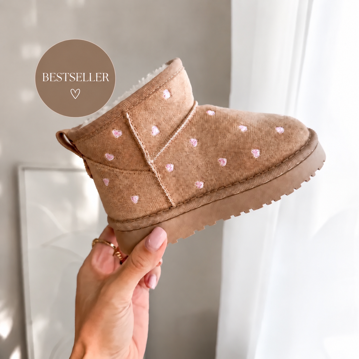Heart Boots - Beige - hartjes laarzen