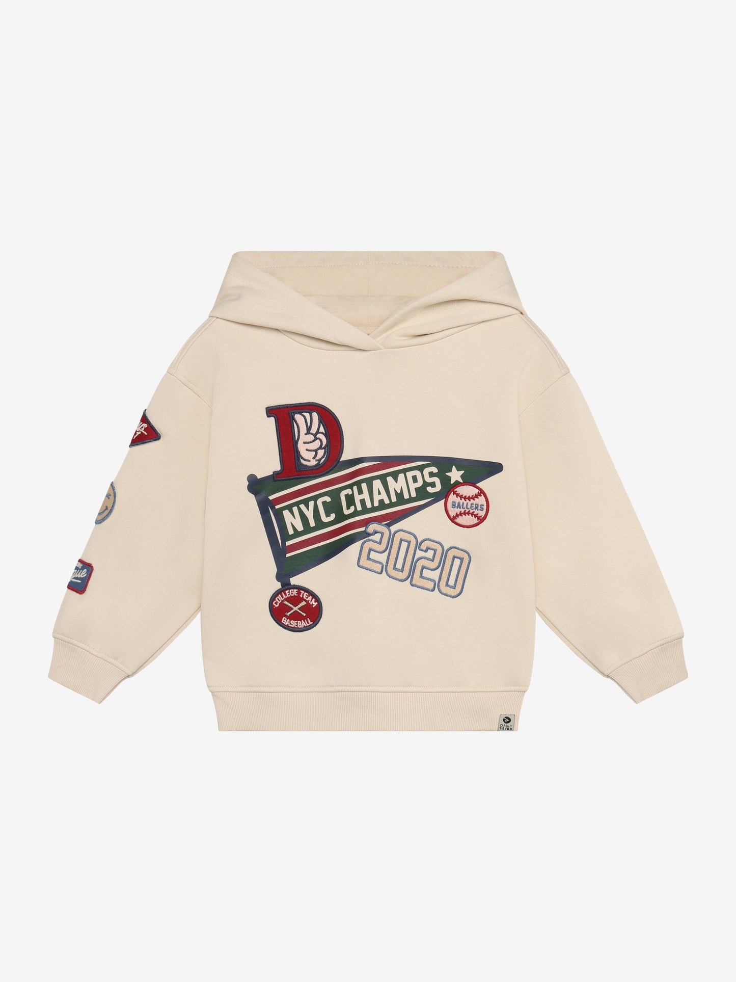 Daily 7 jongens oversized hoodie badges beige brushed sweat