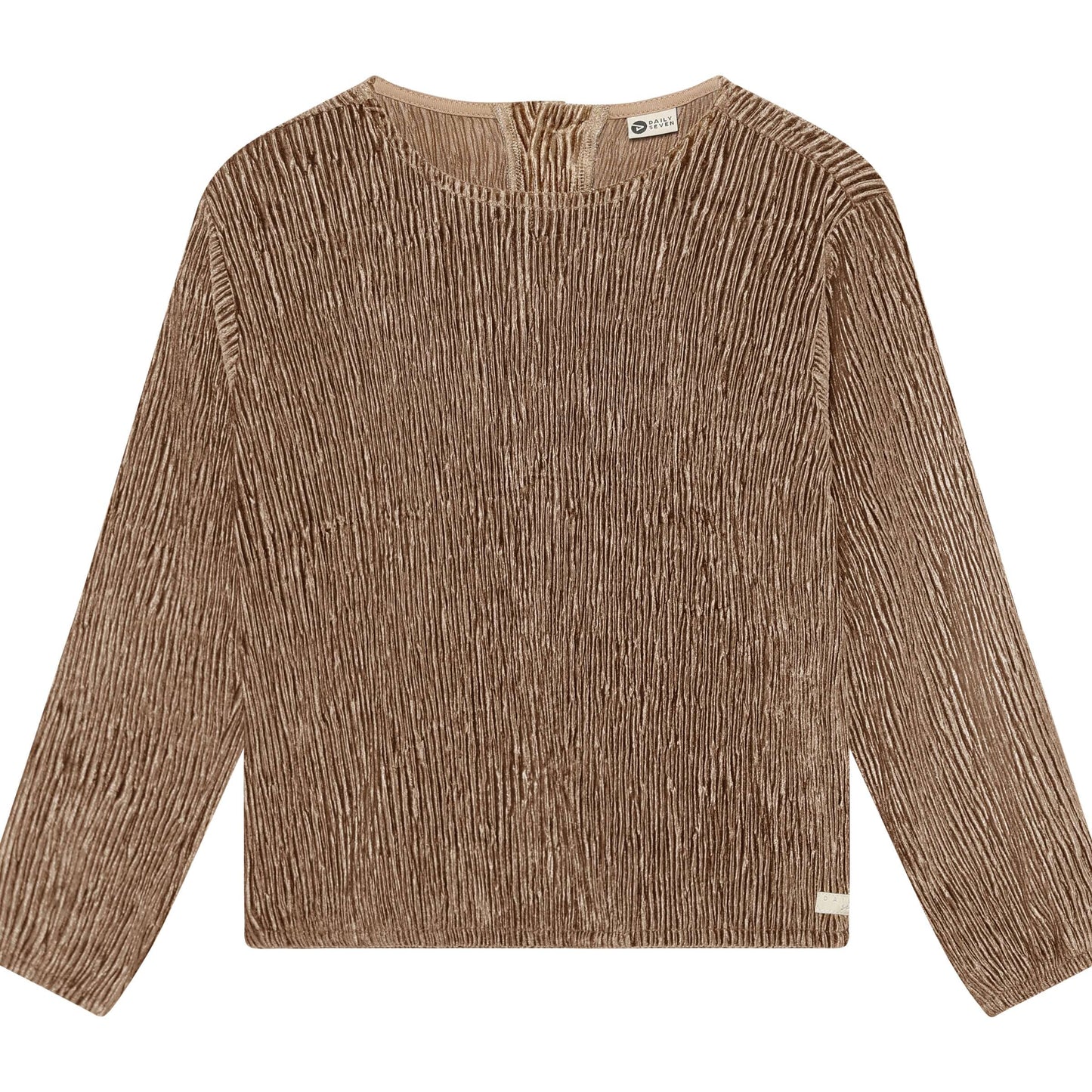 Daily 7 meisjes longsleeve velvet shirt bruin