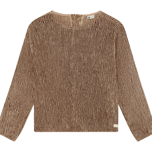 Daily 7 meisjes longsleeve velvet shirt bruin