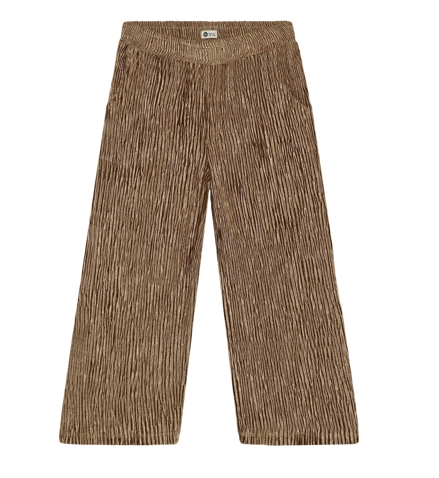 Daily 7 meisjes wide fit velour broek bruin