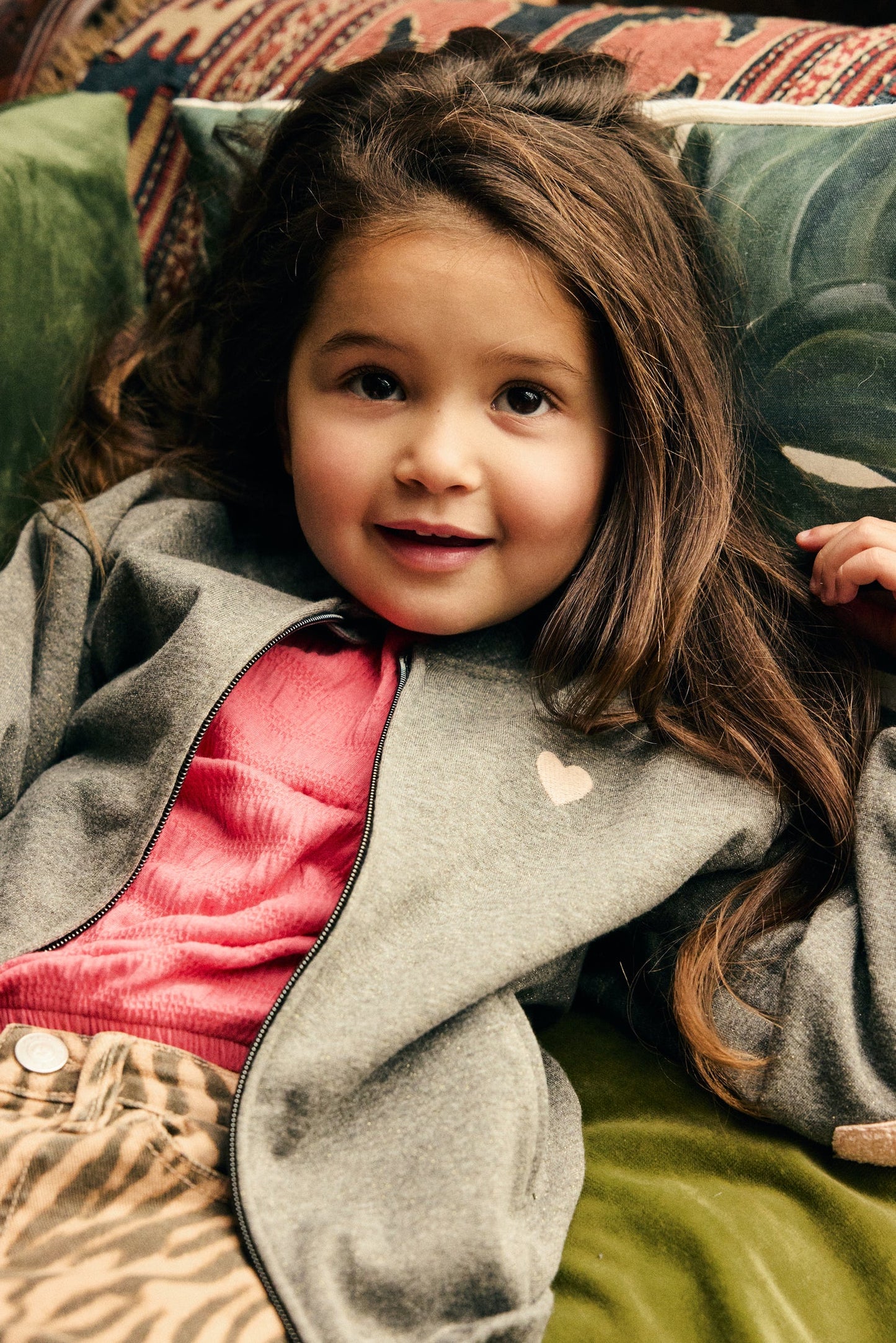 Daily 7 Jacket Heart Glitter - Mid Grey Melange