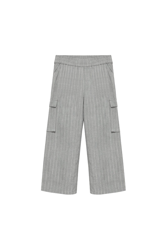 Daily 7 Broek Wide Fit Pantalon - Mid Grey Melange - Pinstripe