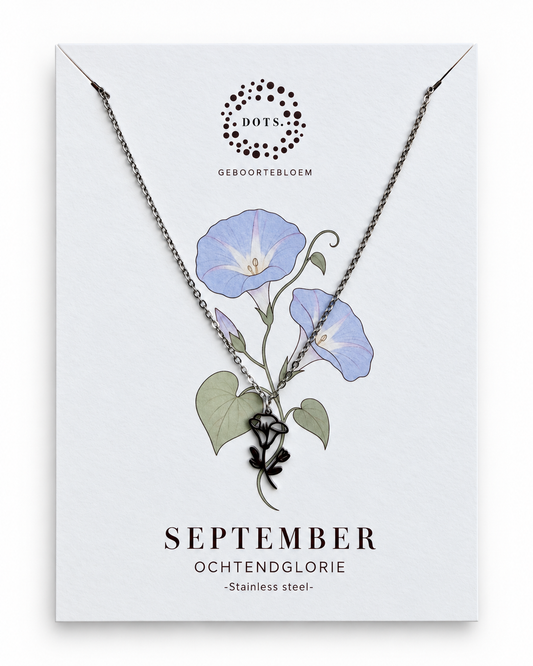 Geboortebloem ketting September – Ochtendglorie | Goud of zilver - Stainless steel