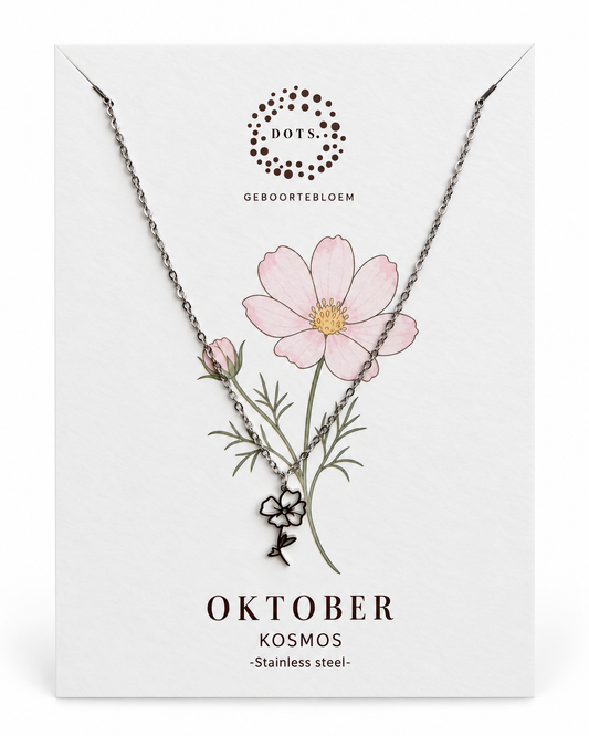 Geboortebloem ketting Oktober – Kosmos | Goud of zilver - Stainless steel