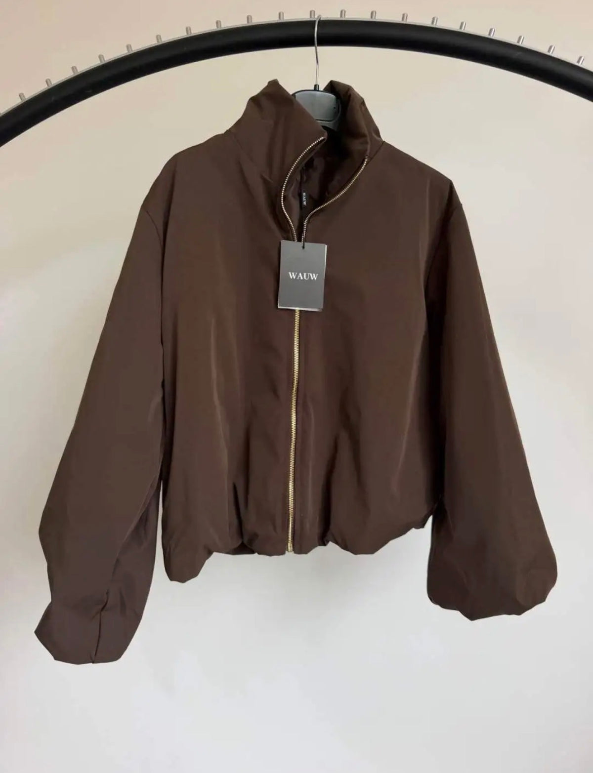 Wauw Fashion gevoerd jasje donkerbruin met kraag