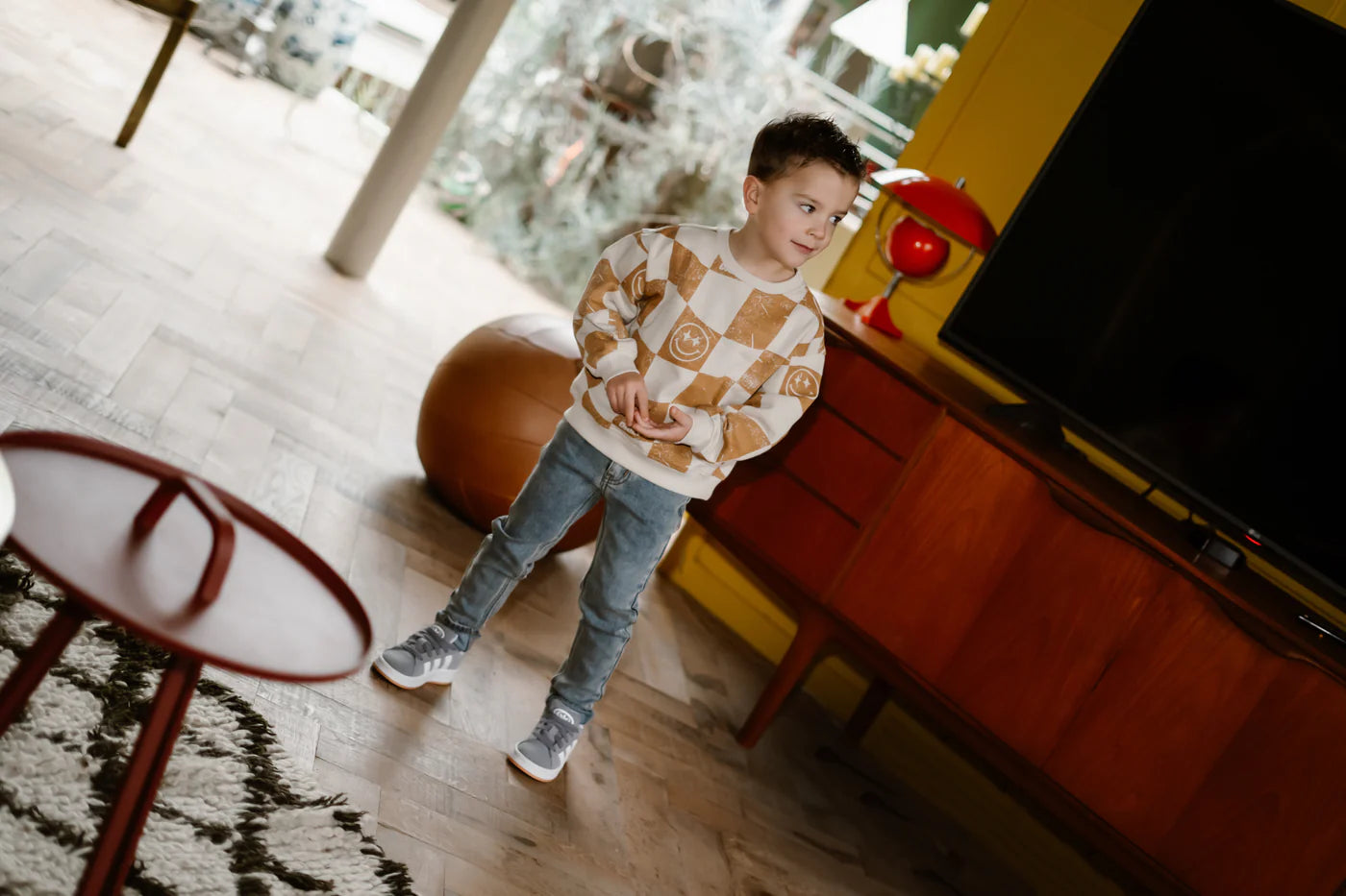 Daily 7 - Oversized Sweater Alloverprint Sandshell