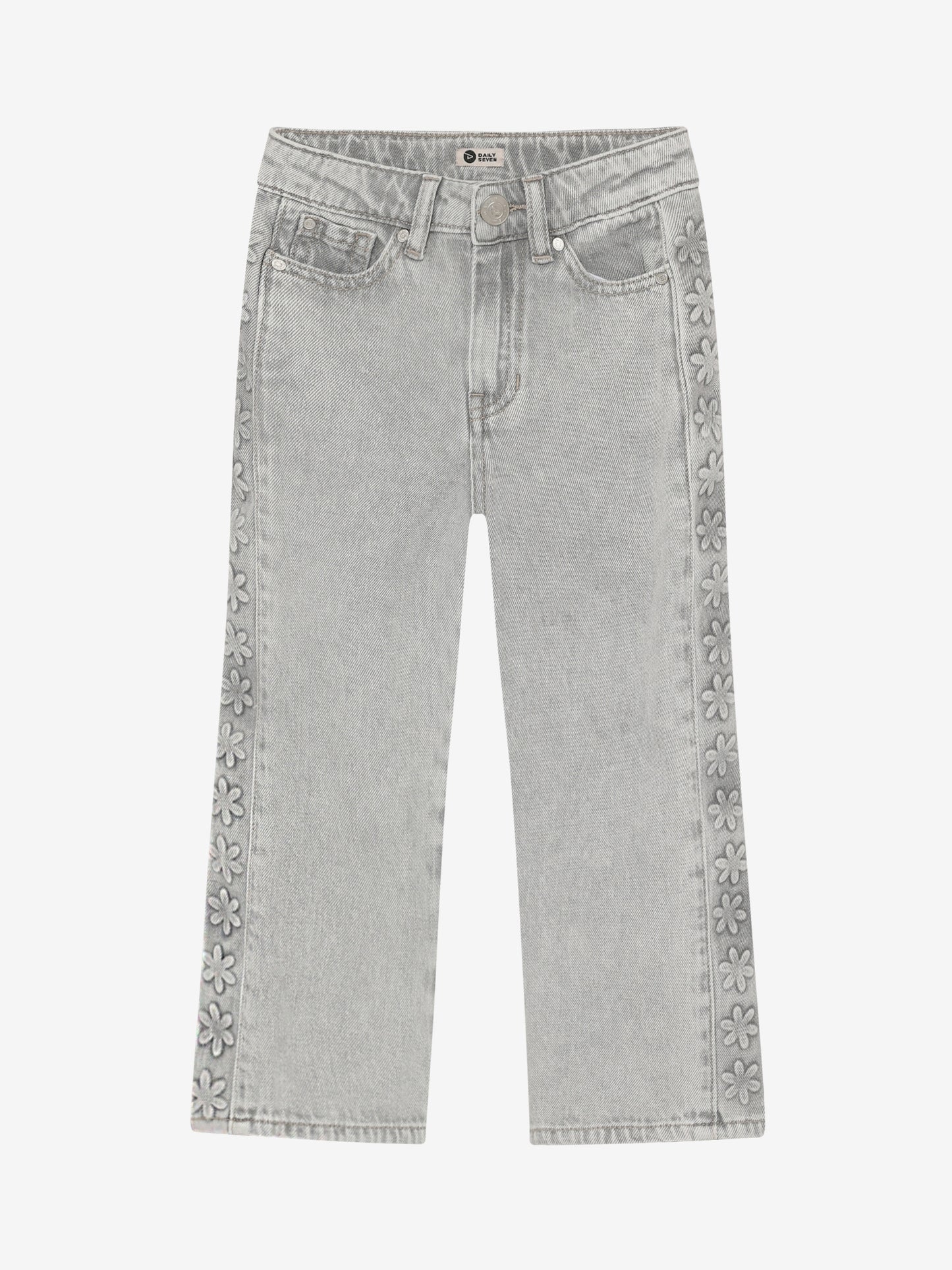 Daily 7 meisjes denim wide fit jeans grijs embossing GOTS