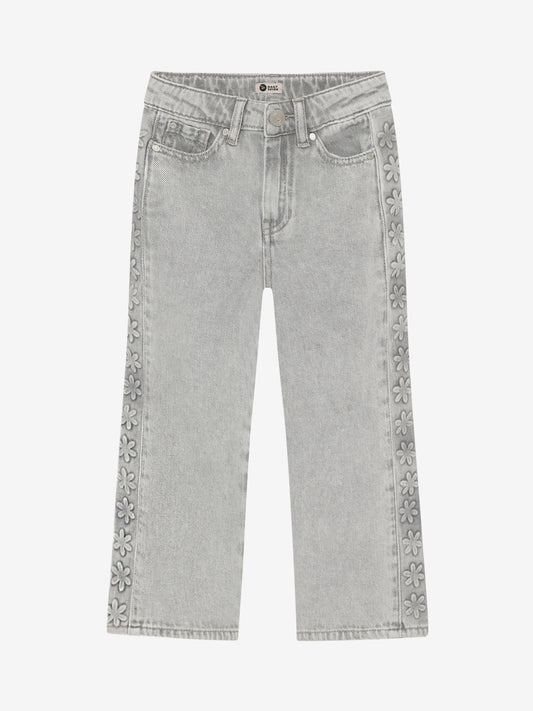 Daily 7 meisjes denim wide fit jeans grijs embossing GOTS