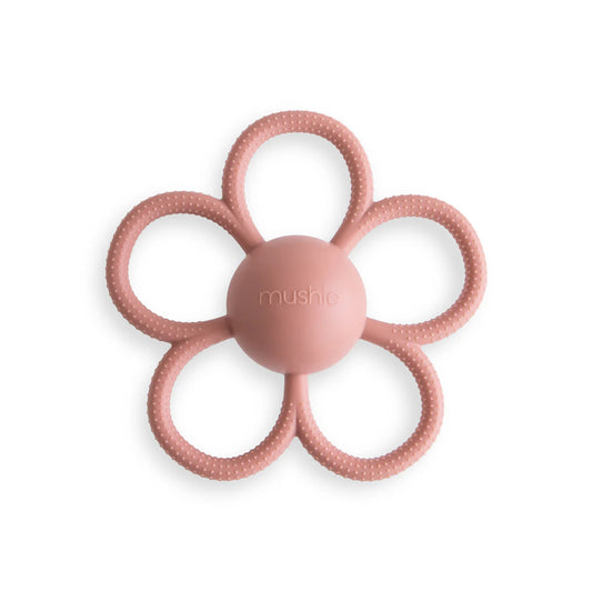 Mushie Daisy Rattle Teether Dusty Rose