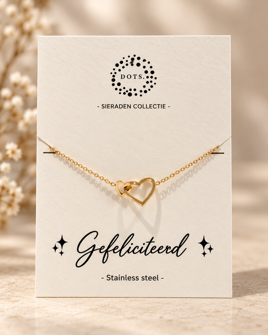 Gouden hartjes armband Gefeliciteerd – stainless steel