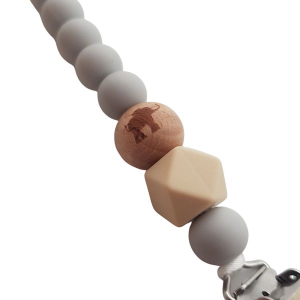 Chewies & More Speenkoord - Animal Elephant - Light Grey