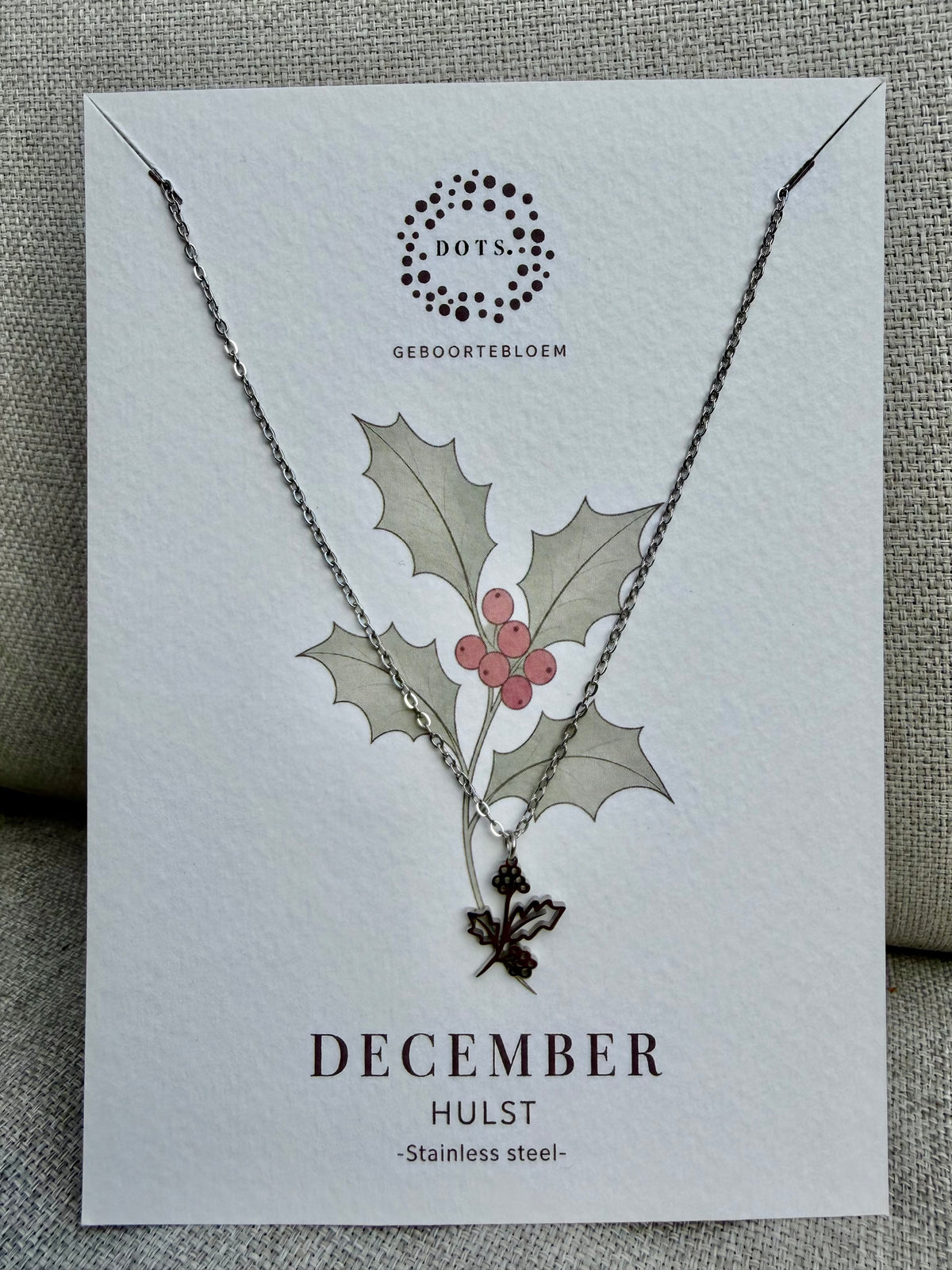 Geboortebloem ketting December – Hulst | Goud & Zilver Stainless steel