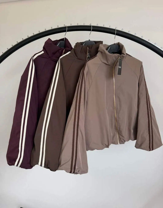 Wauw Fashion gevoerd jasje bordeaux met witte streep