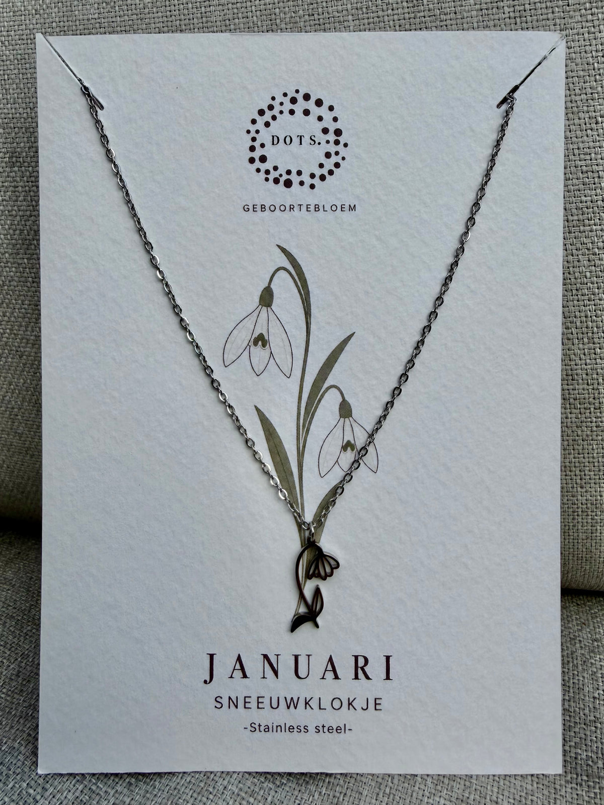 Geboortebloem ketting Januari – Sneeuwklokje | Goud of zilver - Stainless steel