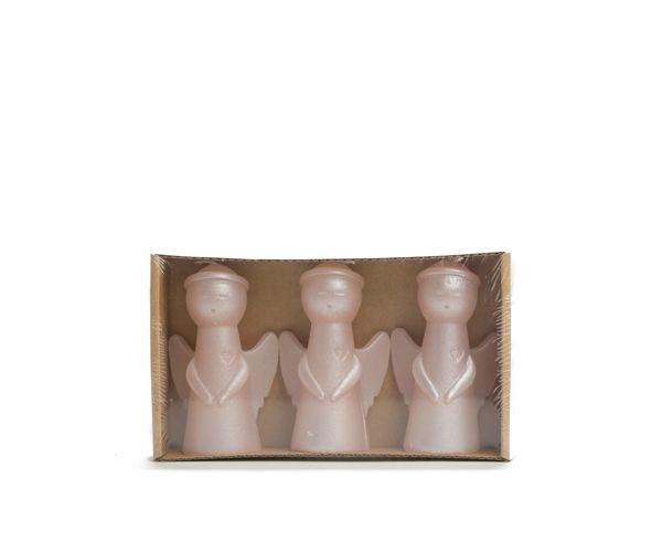 Rustik Lys - Set van 3 kerstengelen klein - licht roze - skin metallic - 8 cm